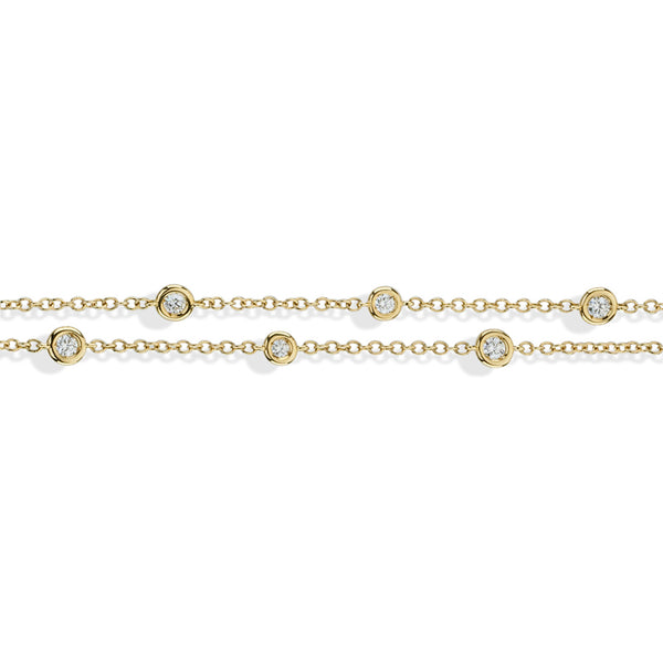 18ct Yellow Gold Rub Set Diamond Bracelet