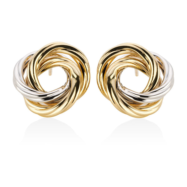 14ct Yellow and White Gold Knot Stud Earrings