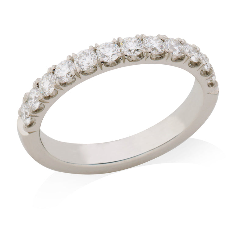 Platinum Polished Four Claw Set Round Brilliant Cut Diamond Flat Court Wedding Ring