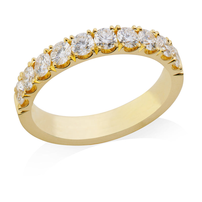18ct Yellow Gold Polished Four Claw Set Round Brilliant Cut Diamond Court Wedding Ring