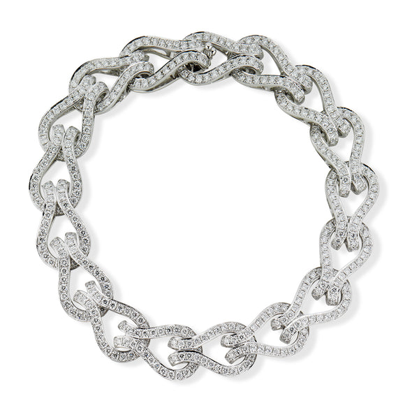 18ct White Gold Grain Set Diamond Bracelet