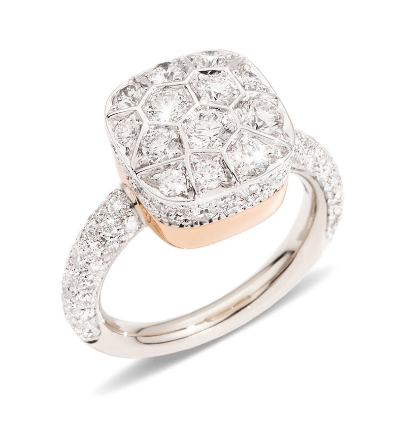 Pomellato Nudo Maxi Solitaire 18ct Rose and White Gold Diamond Ring