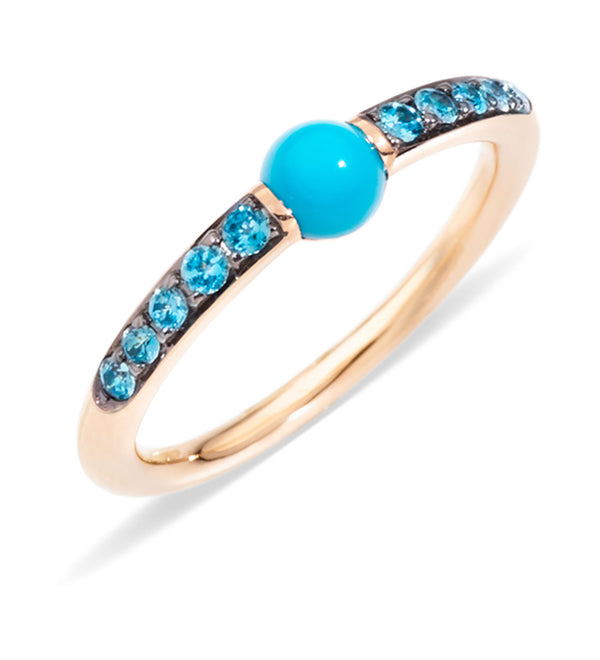 Pomellato M'Ama Non M'Ama 18ct Rose Gold Turquoise and Blue Zircon Ring