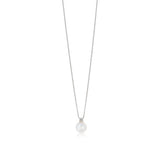 18ct White Gold Akoya Cultured Pearl and Diamond Pendant and Chain