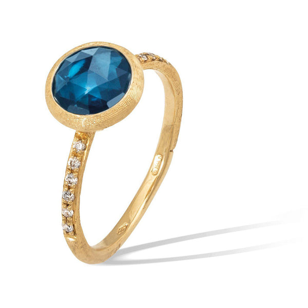 Marco Bicego Jaipur 18ct Yellow Gold London Blue Topaz and Diamond Ring