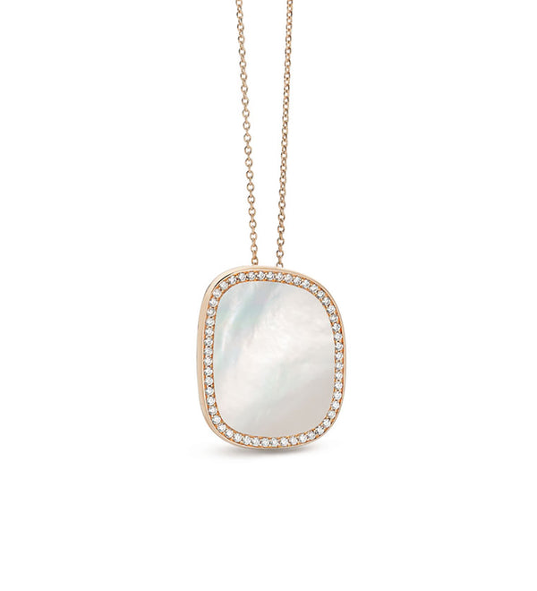 Roberto Coin Black Jade 18ct Rose Gold Mother of Pearl and Diamond Pendant and Chain