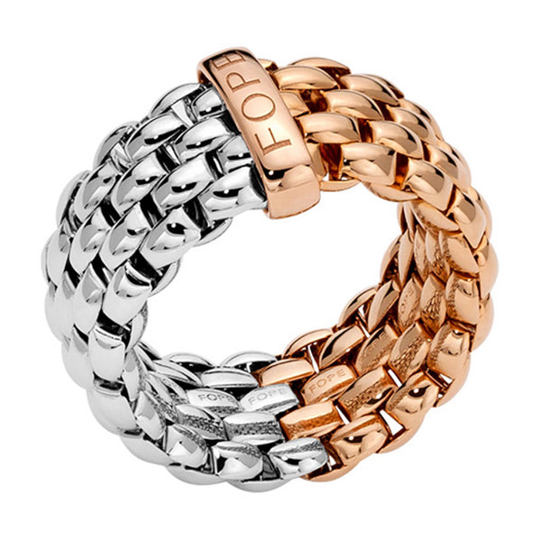 Fope Essentials Flex'It 18ct Rose and White Gold Ring
