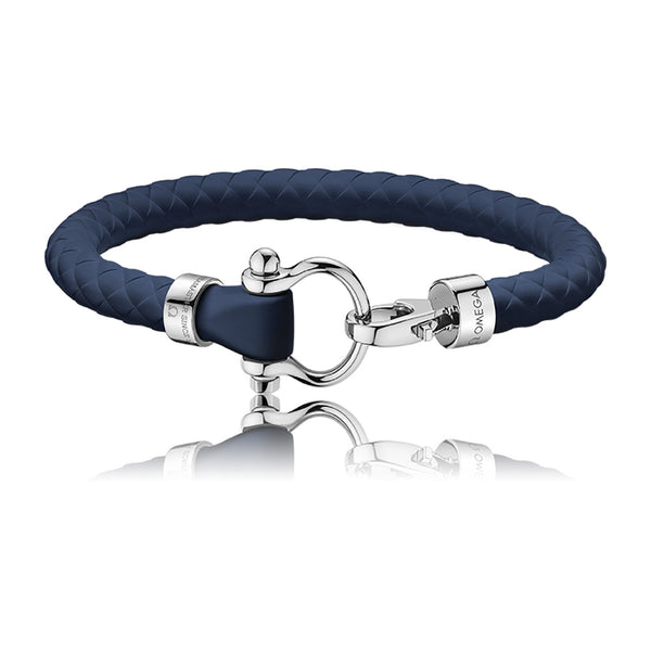 Omega Sailing Stainless Steel Dark Blue Rubber Bracelet