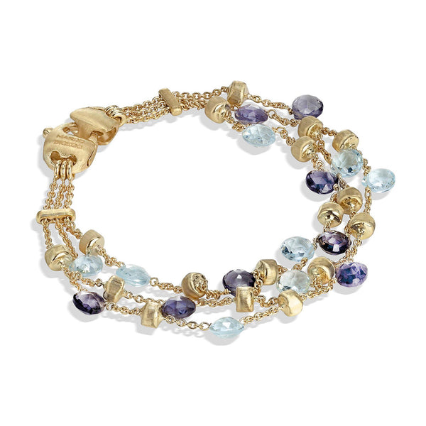 Marco Bicego Paradise 18ct Yellow Gold Blue Topaz and Iolite Bracelet