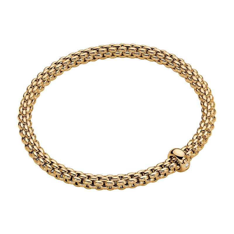 Fope Solo Flex'It 18ct Yellow Gold Bracelet with Yellow Gold Diamond Set Rondel