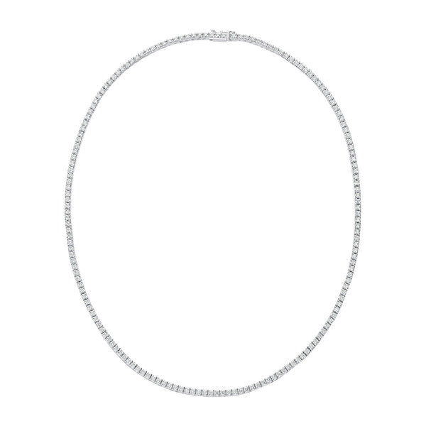 18ct White Gold Four Claw Set Round Brilliant Cut Diamond Line Necklace