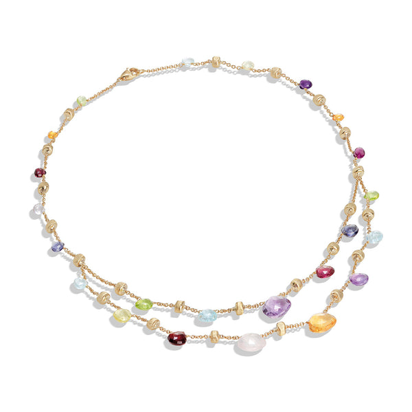 Marco Bicego Paradise 18ct Yellow Gold Multicoloured Gemstone Two Strand Necklace
