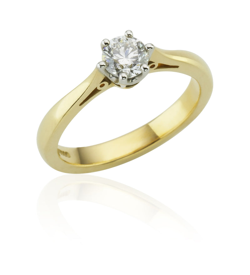 Elizabeth 18ct Yellow and White Gold Single Stone Round Brilliant Cut Diamond Ring