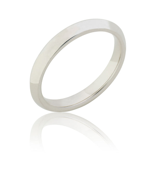 Platinum Polished Ridged Court Wedding Ring