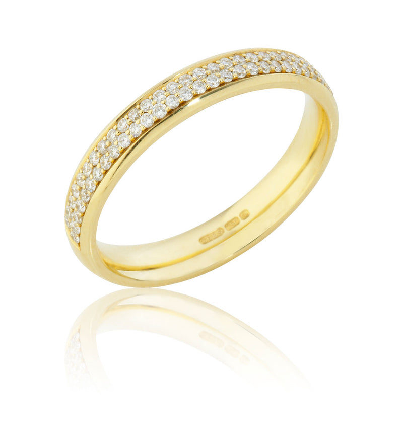 18ct Yellow Gold Round Brilliant Cut Diamond Grain Set Wedding Ring