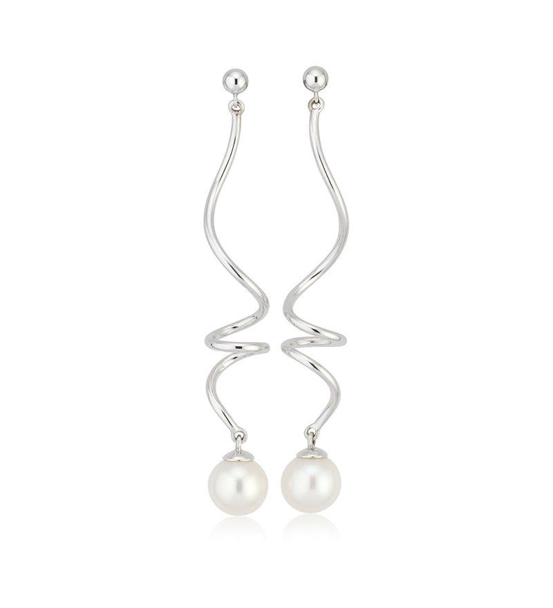 18ct White Gold Akoya Cultured Pearl Drop Earrings