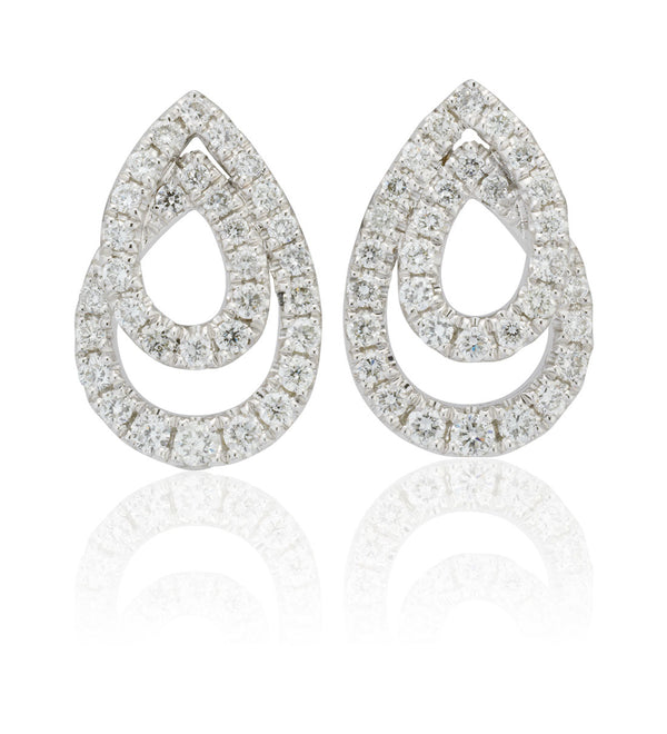 18ct White Gold Grain Set Round Brilliant Cut Diamond Stud Earrings