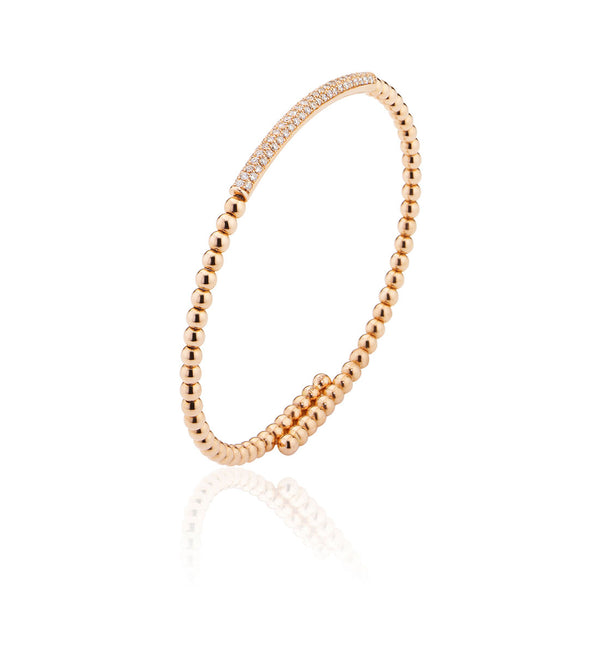 18ct Rose Gold Grain Set Round Brilliant Cut Diamond Bangle