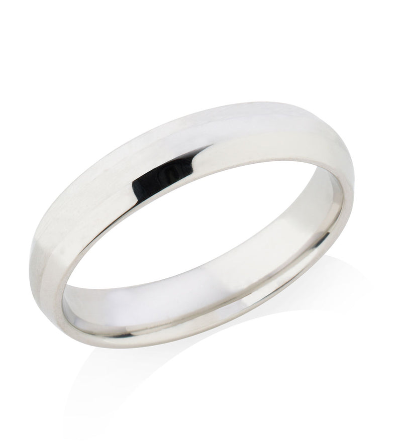 Platinum Polished and Satin Finish Bevelled Edge Wedding Ring