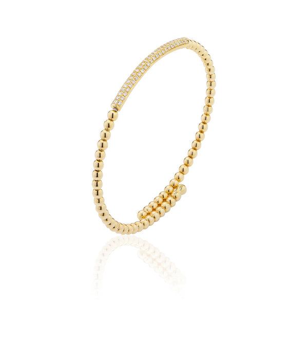 18ct Yellow Gold Grain Set Round Brilliant Cut Diamond Bangle