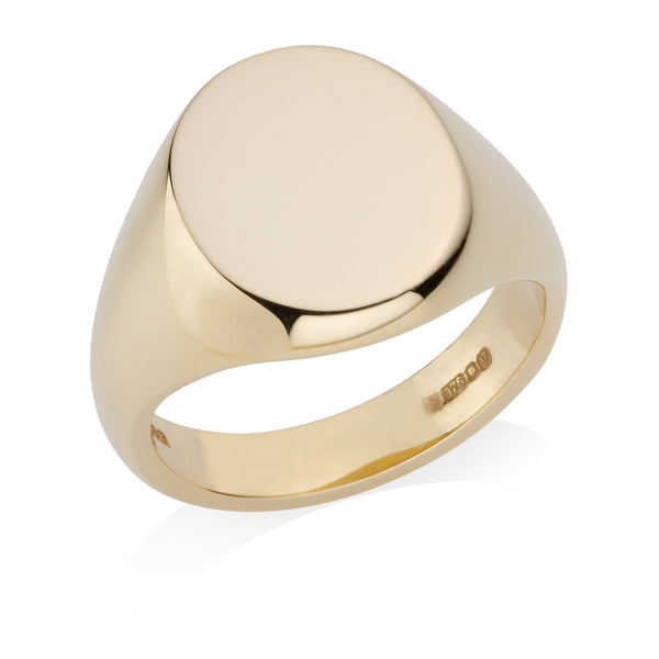 9ct Yellow Gold Plain Oval Signet Ring