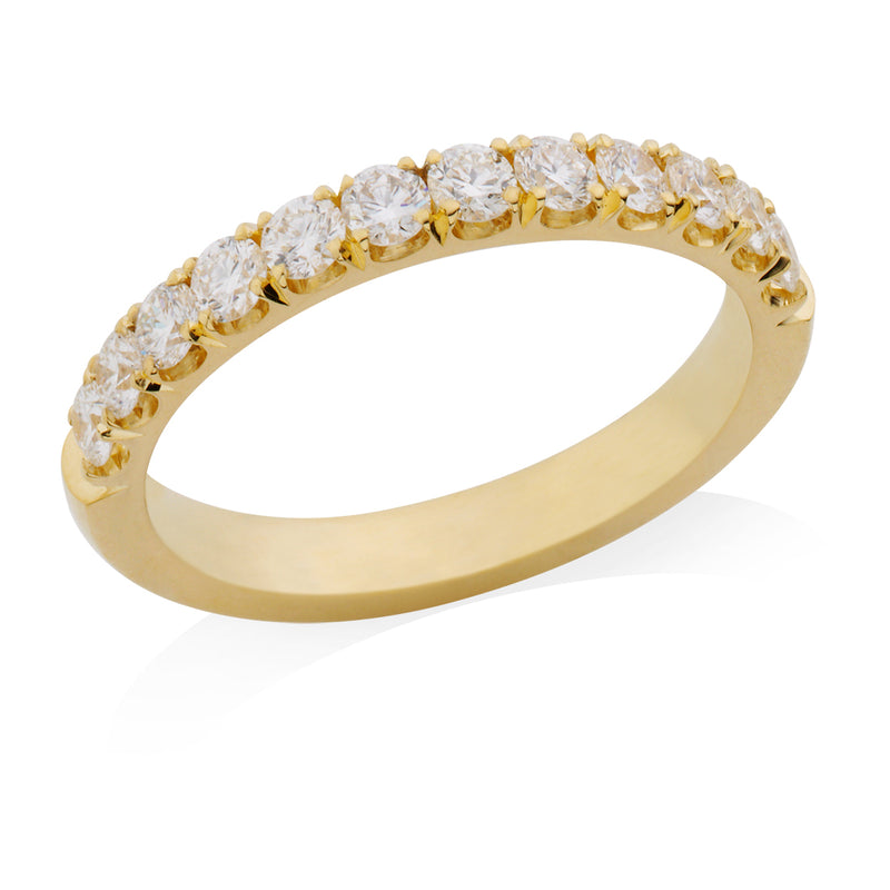 18ct Yellow Gold Polished Four Claw Set Round Brilliant Cut Diamond D-Shape Wedding Ring