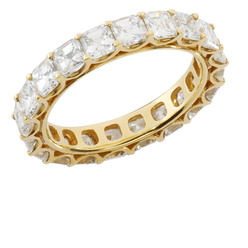 18ct Yellow Gold Four Claw Set Radiant Cut Diamond Full Eternity Ring