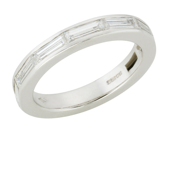 18ct White Gold Channel Set Baguette Cut Diamond Half Eternity Ring