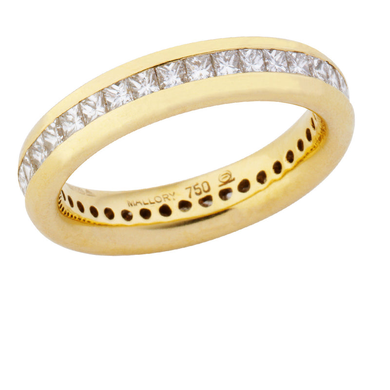 18ct Yellow Gold Channel Set Princess Cut Full Eternity Ring