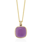 18ct Yellow Gold Cabochon Cut Amethyst and Diamond Pendant and Chain