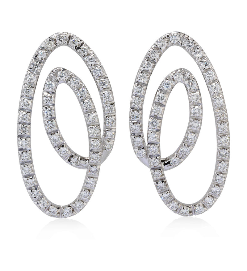 18ct White Gold Grain Set Round Brilliant Cut Diamond Earrings