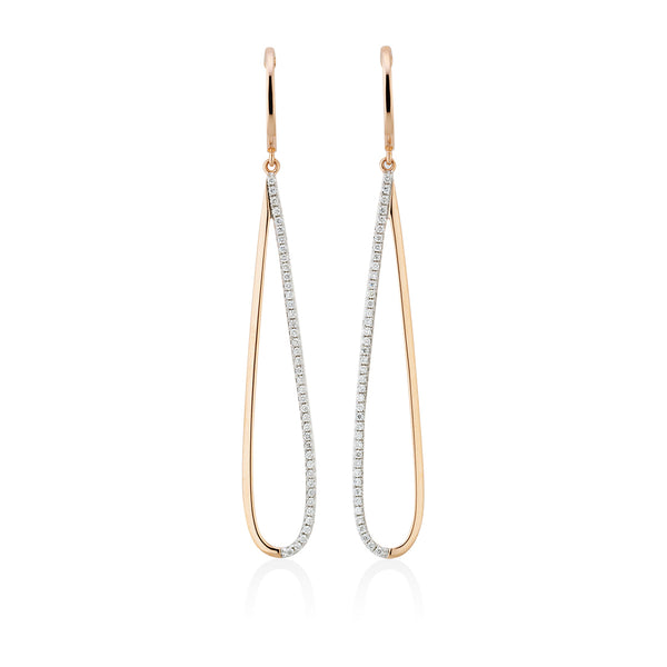 18ct Rose Gold Grain Set Round Brilliant Cut Diamond Drop Earrings