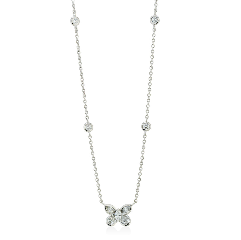 18ct White Gold Diamond Butterfly Necklace