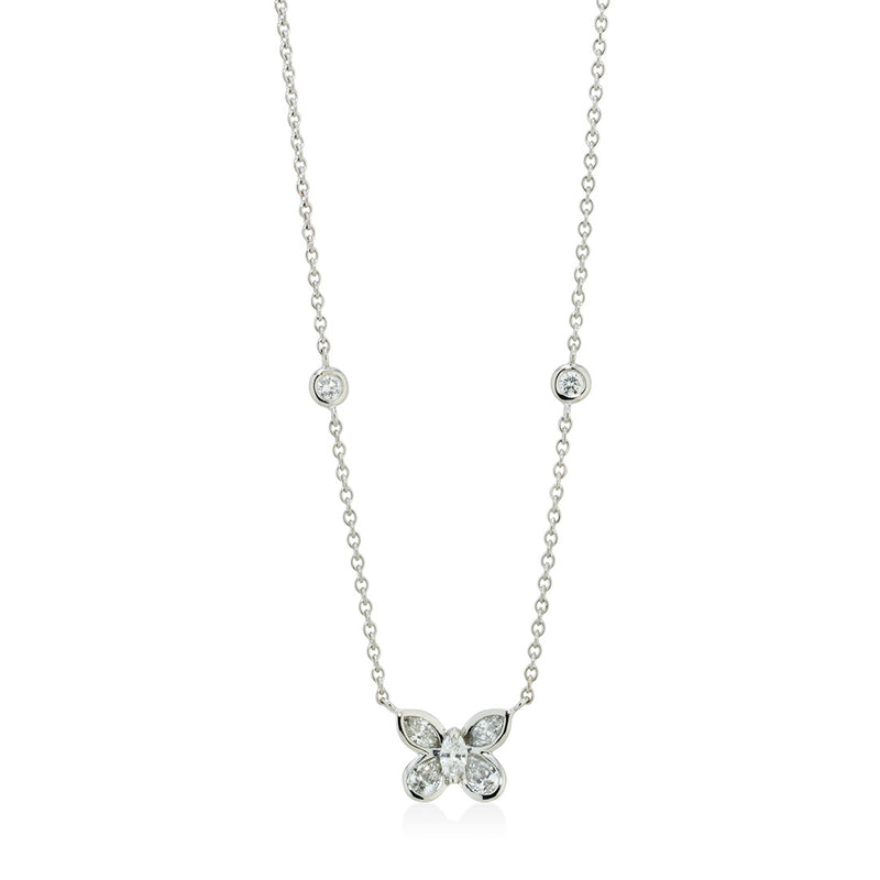 18ct White Gold Diamond Butterfly Necklace