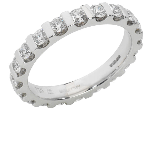 18ct White Gold Bar Set Round Brilliant Cut Diamond Full Eternity Ring