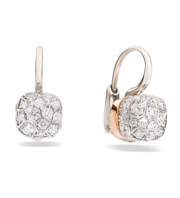 Pomellato Nudo Solitaire 18ct Rose and White Gold Diamond Drop Earrings