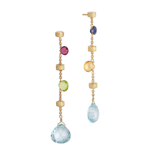 Marco Bicego Paradise 18ct Yellow Gold Multicoloured Gemstone Drop Earrings