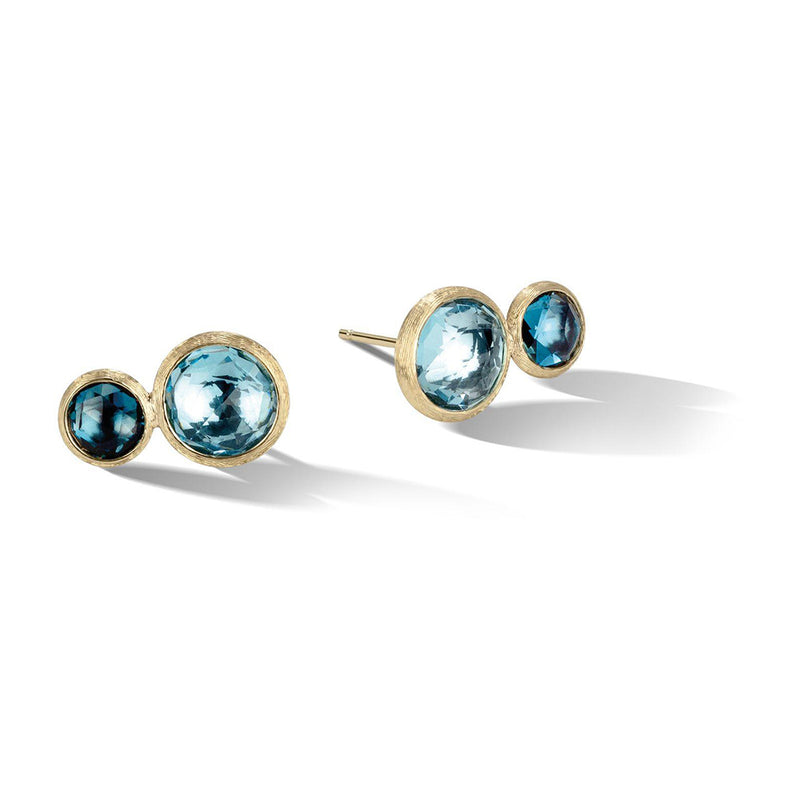 Marco Bicego Jaipur 18ct Yellow Gold Blue Topaz and London Blue Topaz Stud Earrings