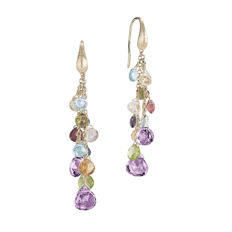 Marco Bicego Paradise 18ct Yellow Gold Multicoloured Gemstone Drop Earrings