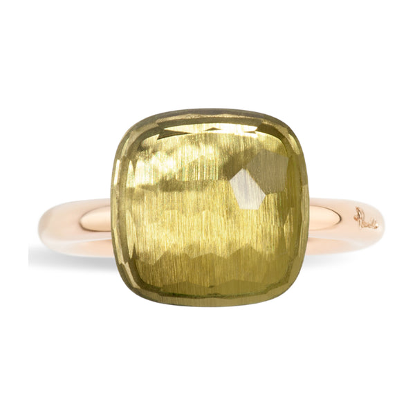 Pomellato Nudo Maxi 18ct Rose and White Gold Lemon Quartz Ring