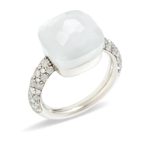 Pomellato Nudo Maxi 18ct White Gold Moonstone and Diamond Ring