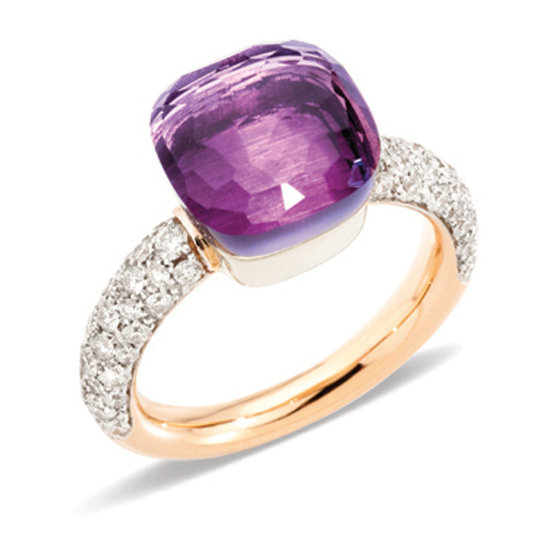 Pomellato Nudo Classic 18ct Rose and White Gold Amethyst and Diamond Ring