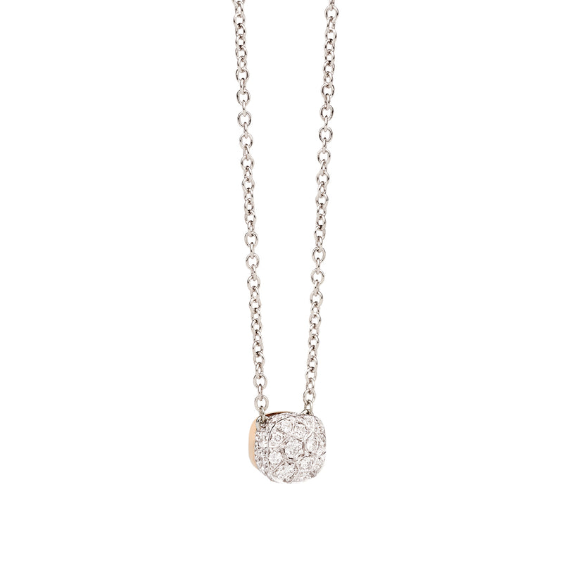 Pomellato Nudo Solitaire 18ct Rose and White Gold Diamond Pendant and Chain
