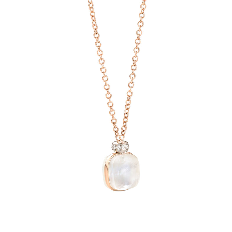 Pomellato Nudo Classic 18ct Rose and White Gold Mother of Pearl and Diamond Pendant and Chain