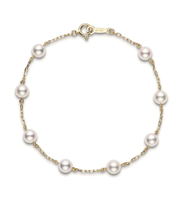Mikimoto Pearl Chain 18ct Yellow Gold Akoya Cultured Pearl Bracelet