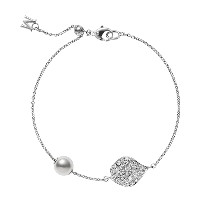 Mikimoto Les Pétales Place Vendôme 18ct White Gold Akoya Cultured Pearl and Diamond Bracelet