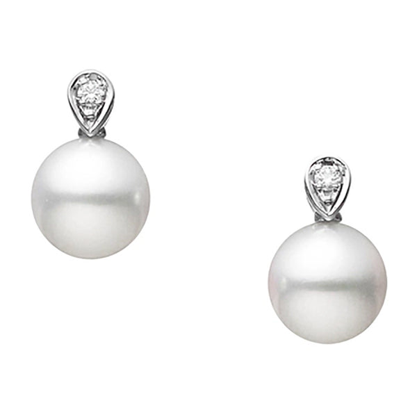 Mikimoto Classic 18ct White Gold Akoya Cultured Pearl and Diamond Stud Earrings