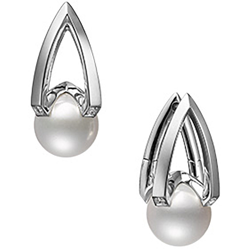 Mikimoto M Collection 18ct White Gold Akoya Cultured Pearl and Diamond Hoop Earrings