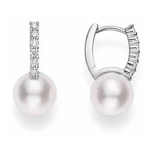 Mikimoto Classic Elegance 18ct White Gold Akoya Cultured Pearl and Diamond Drop Earrings