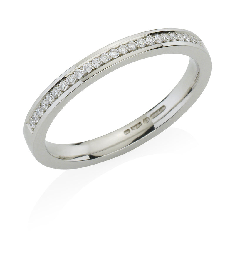 Platinum Round Brilliant Cut Diamond Channel Set Wedding Ring